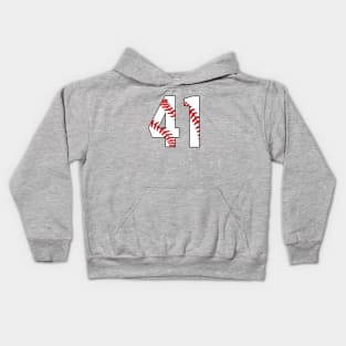 Baseball Number 41 #41 Baseball Shirt Jersey Favorite Player Biggest Fan Kids Hoodie